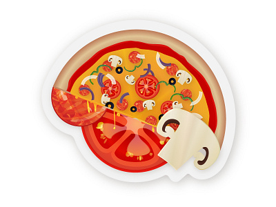Vinny's Pizza Playoff chorizo half hungy illustrator olives pizza slice stickerdesign tomato
