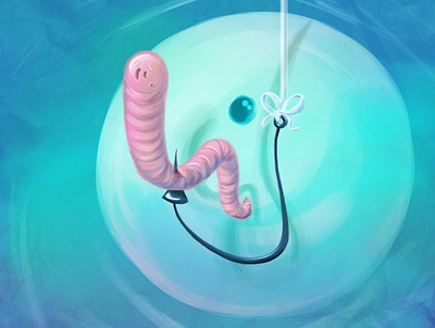 Concept art conceptart danger fishing hooked illustration photoshop underwater whale worm