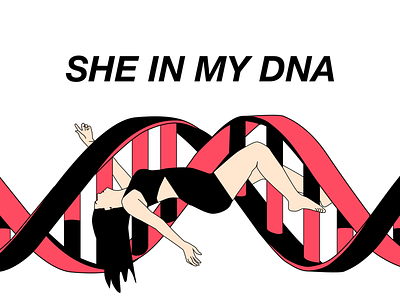 She in my DNA dna female floating illustration red