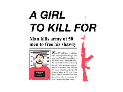 A Girl To Kill For clothings girl gun illistration illumistration jail kill male mugshot newspaper prison