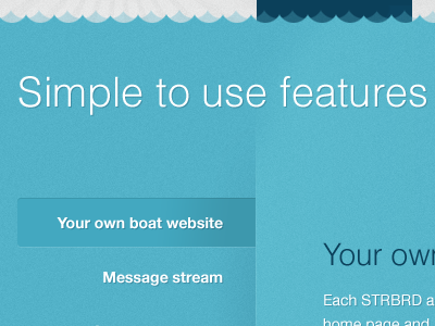 Features page blue nav navigation texture typography