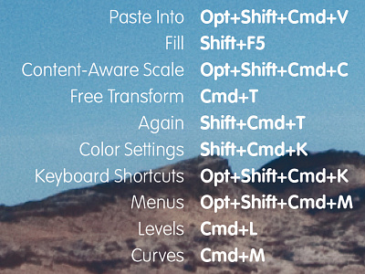 Photoshop Mac Keyboard Shortcuts