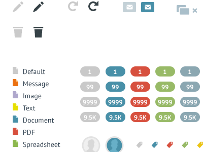 UI Style Guide flat guide icons notifications states tags ui