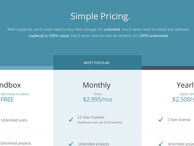 Pricing page matrix pricing responsive ux