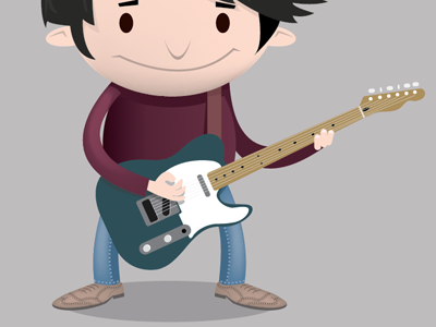 Guitarist v2 cartoon character guitar illustration vector