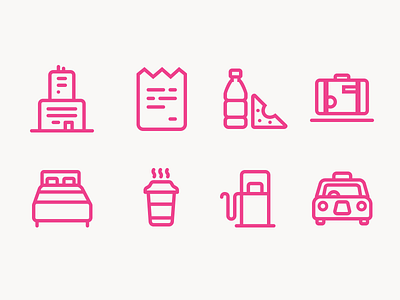 Custom Icon Set agency bed coffee icon icons iconset lunch petrol receipt set taxi travel