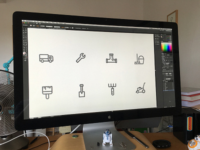 Designing a new icon set icon icons paint pipe services set truck