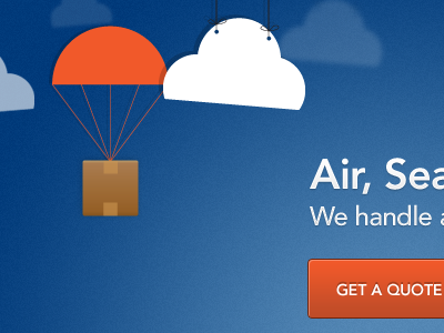 Air, Sea, Road and Rail button cloud parachute typography ui illustration