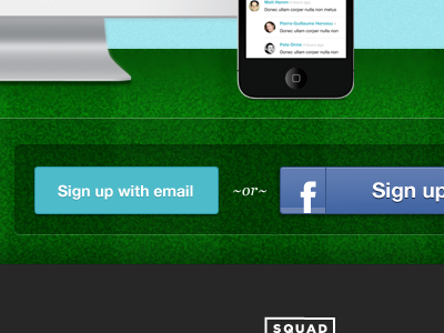 Sign up with email or Sign up with Facebook buttons facebook grass iphone ui