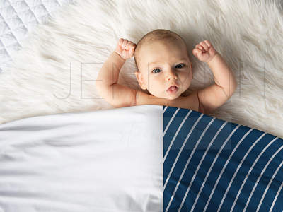 Stretch Jersey Blanket Mockup on Baby Boy