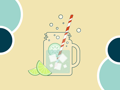 Gin & Tonic cocktail cucumber drink gintonic ice illustration lime