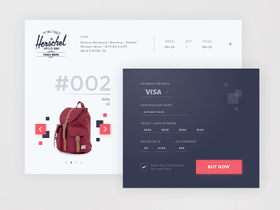 Daily UI #002 - Check Out check out daily100 dailyui day002 element form herschel interface ui design visa