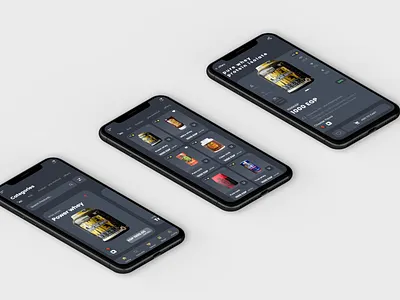 premium supplements first draft screens for mobile app app application cart cleanui design e commerce fitness home homescreens mobile sports supplements ui ux