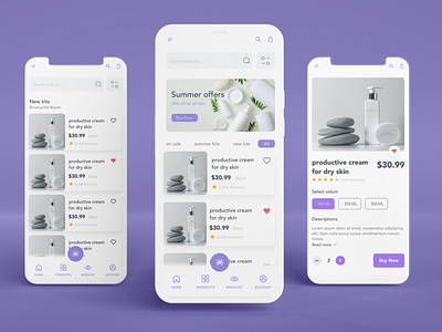 Product screens flow- Skin Care UI&UX Design app beauty design home homescreens skin skincare ui userexperience ux