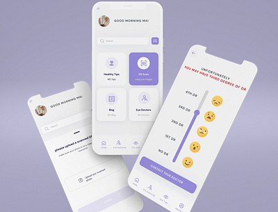 diabetic retinopathy Diagnosis app main screens app design diagnosis app home homescreens illustration medical medicalapplication ui ux