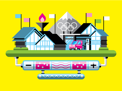 PopSci: Hydrogen Village hydrogen illustration japan olympics vector village