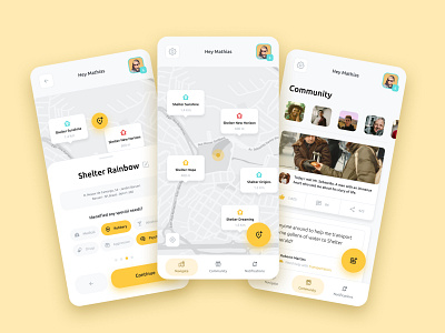 Homeless Help Concept App android app beggar care community compassion concept design homeless interface light minimalist mobile panhandler street ui user experience user interface ux yellow