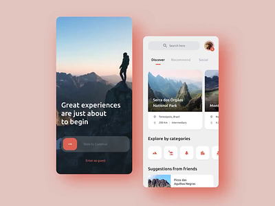 Trekking Concept App android app clean concept design figma flat ios minimal mobile nature outside product prototype redesign travel trekking ui usability ux