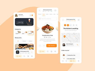 Food Delivery Concept App android aplication app clean delivery design eat food graphic design ifood iphone japanese mobile orange order sushi ui user experience user interface ux