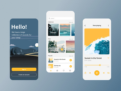 Sleep sounds mobile application app design mobile sleep sounds ui uxui