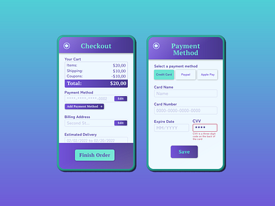 Daily UI 002 - Credit Card Checkout app daily ui design screen ui