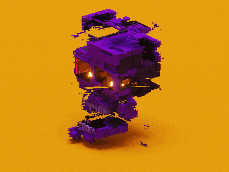 Glitch Me Up glitch skull violet voxel yellow