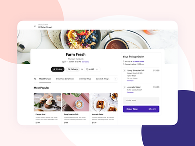 Ritual ONE - First party food ordering platform add to cart checkout delivery design food food app menu minimalism order now pickup product design products ui webapp website