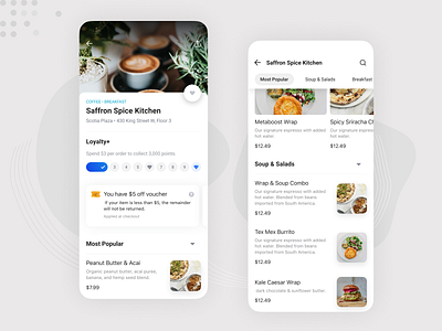 Restaurant menu design for Ritual app
