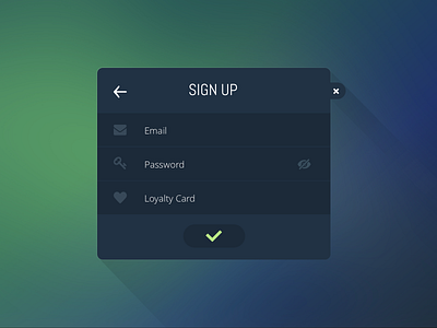 Signup Modal call to action email heart icons key login modal sign up signup