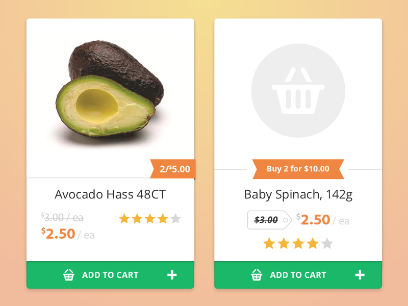 Product Tile Variation product tile add to cart cart rating ecommerce avocado placeholder no image missing sale price