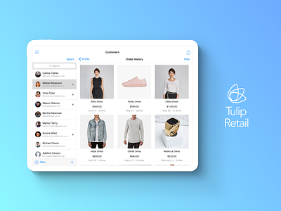Customer's Order History Design app blue catalog clienteling design in store ios shopping shopping app ui