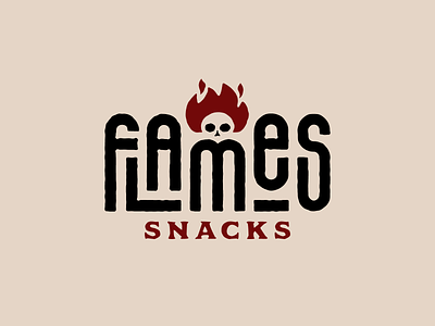 Flames Snacks branding chips design fire hot illustration logo skull