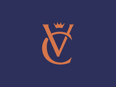 VC crown design letters logo symbol