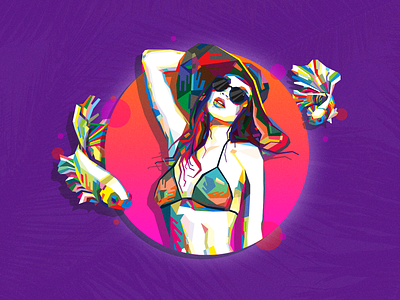 Summer Vibes design fish girl illustration palms purple style summer sun vibes wpap
