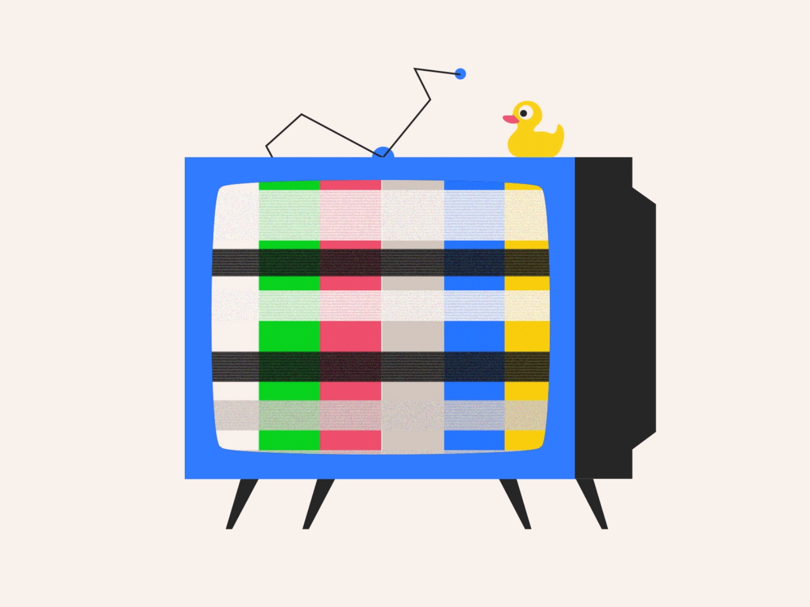 📺 🔙 2d after effect animation duck graphic design illustration motion graphics television tv vector