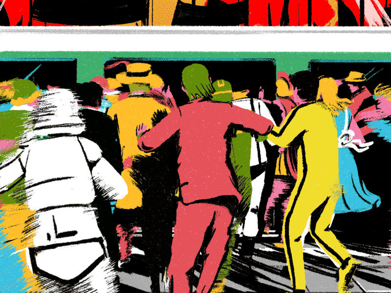 RUSH HOUR 💦 2d alice animation batman brush draw frame by frame heros kickass loop metro paris photoshop rush hour subway superman transport