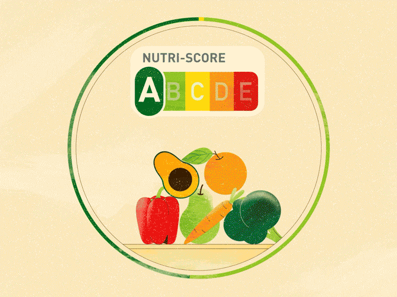 FOOD NUTRI-SCORE 2d animation brush calorie drawing fast food fish food fruits graphic design healthy illustration mcdonalds meal meat motion graphics nutriscore vegetal