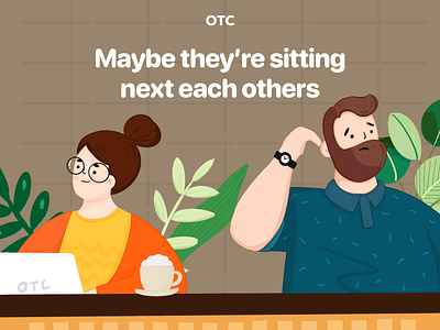 OTC banner design ads banner buness coffeshop facebookad illust illustration marketing networking opentochat otc plant