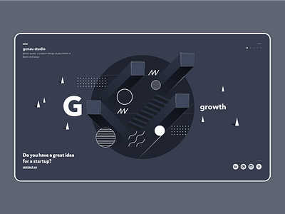 genau studio desktop design abstract black genau grey growth home landing shape simple studio user interface web white