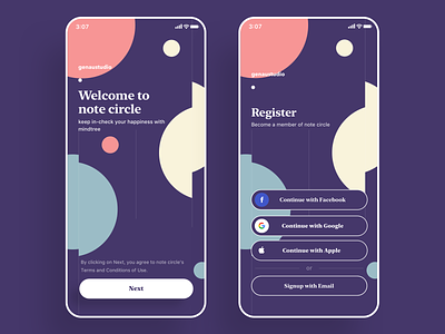 NoteCircle - Todo list app - welcome app checklist circle color genau graphic list mobile note notecircle page register signin signup task todo welcome