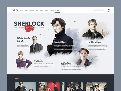 TV Show landing brush character design landing movie paint retouch retouching sherlock tv ui web