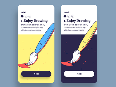 ReadMind, mobile, onboarding app brush color design drawing health howitworks illust illustration intro line mental mind mobile onboarding readmind simple ui user interface