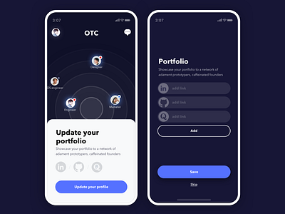 OTC, Open To Chat, Portfolio design dialog mobile portfolio register signup simple ui user interface