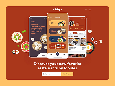 misikga landing color foodie illustration landing page rank restaurant ui user interface