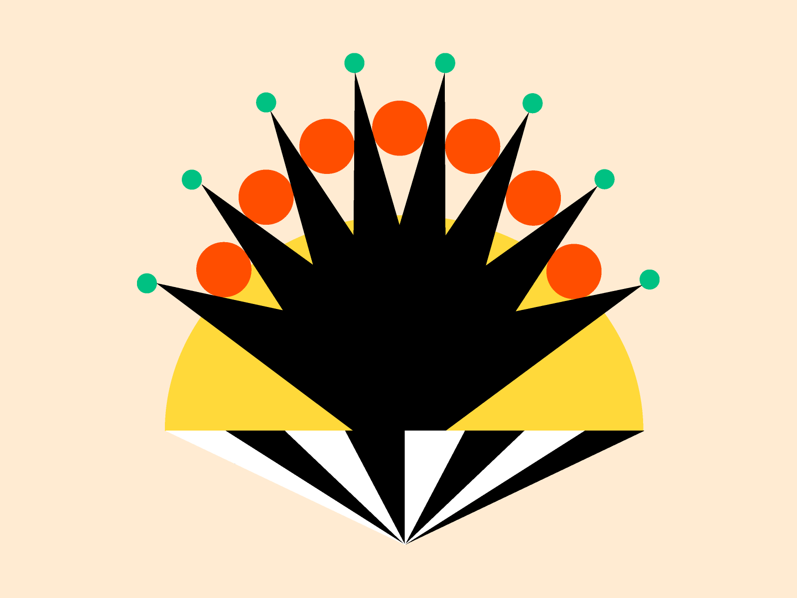 👑 crown bold color orange green black design shapes yellow illustration shape
