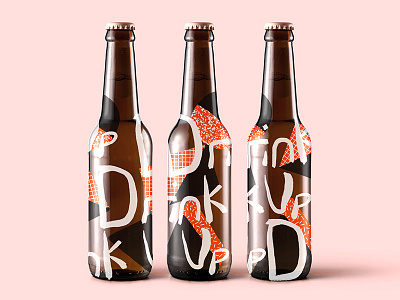 Drink Up beer bottle design orange shape type typography