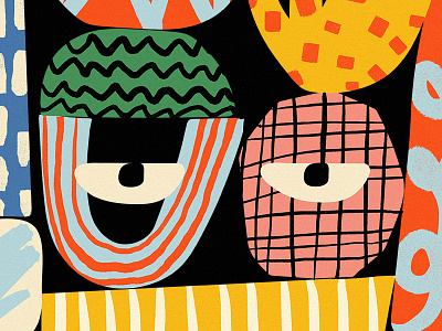 👀 black blue cream eyes illustration orange pattern pink shape texture yellow