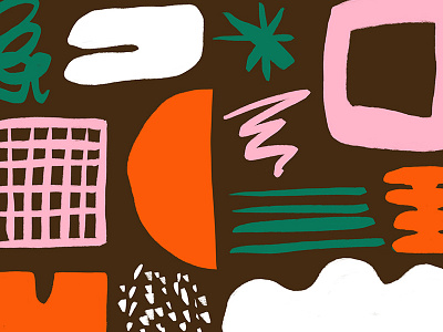 Morning Doodles brown doodle greem white orange pattern pink texture