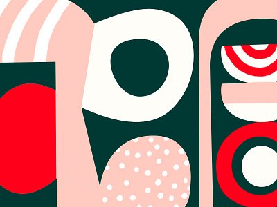 Hello Friday green illustration pattern pink red shape texture white