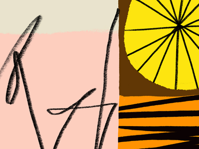 Mid-Day Sketch black bold brown color illustration modern orange pattern pink shape shapes texture yellow
